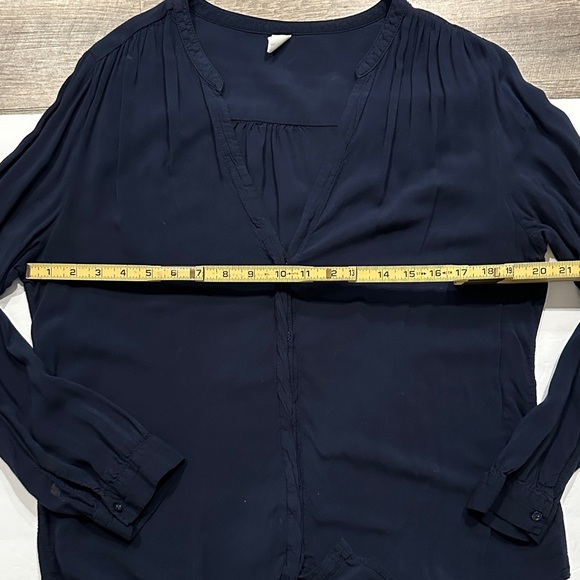 Old Navy  navy blue Mandarin collar V-neck tunic top size large - Picture 8 of 9